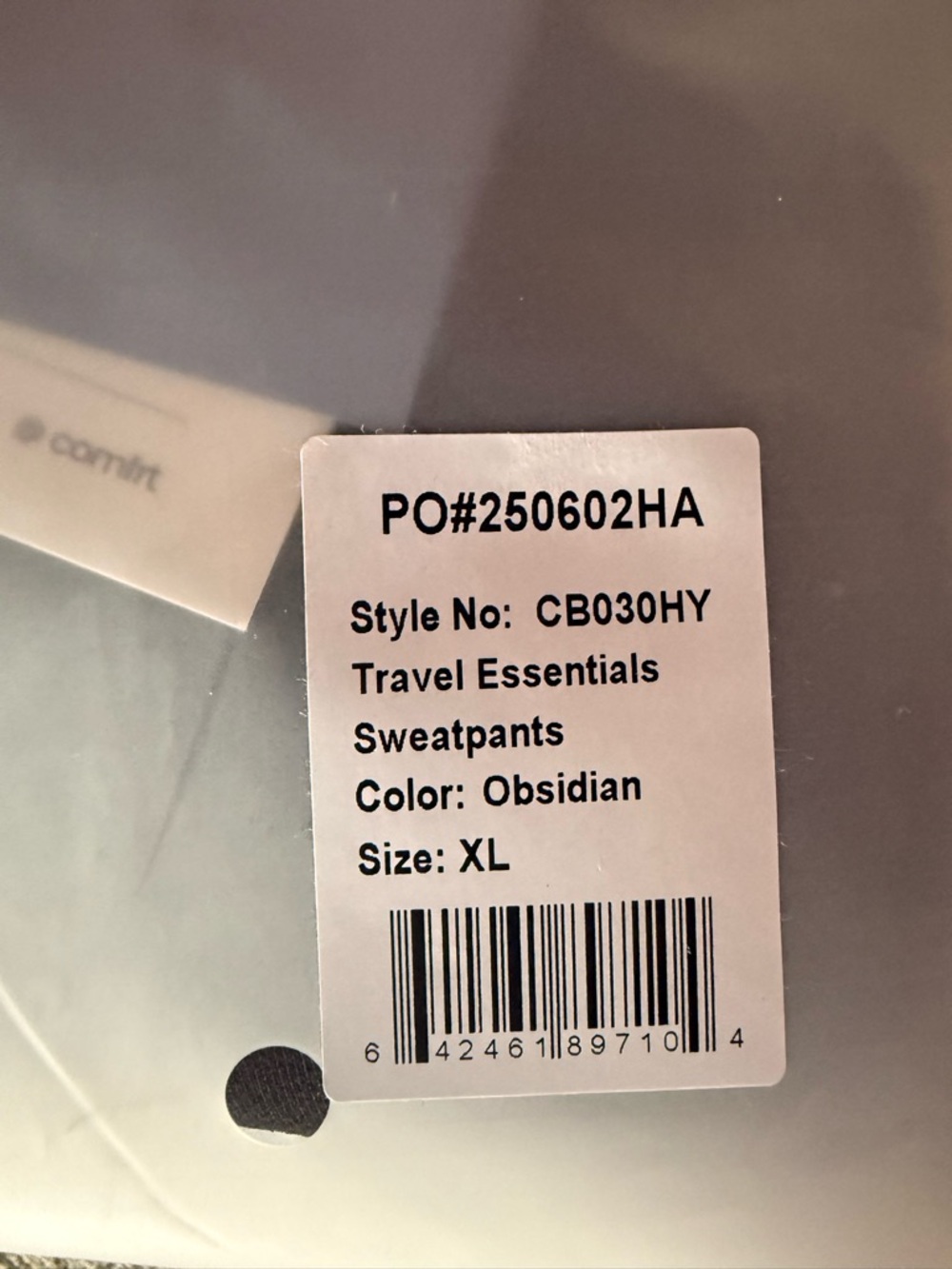 Comfrt Travel Essentials Sweatpants, Obsidian - X-Large - Picture 3 of 4